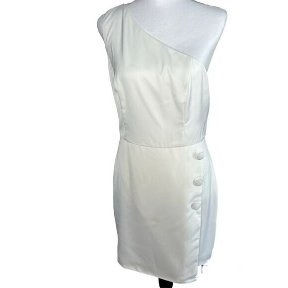 NEW! Revolve NBD Tere One Shoulder Mini Bridal Shower Cocktail White Dress Sz M - Picture 15 of 15